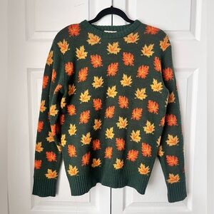 🍁 Kiel James Patrick - Cozy Cabin Sweater in Viral Leaf Peepers Print - Green